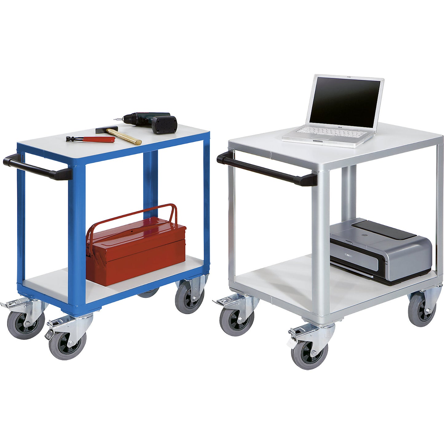 Industrial table trolley, shelf LxW 750 x 550 mm, light blue RAL 5012.