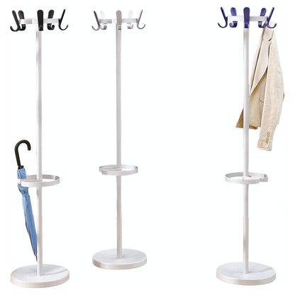 Coat stand with 5 hooks, height 1680 mm, Ø 350 mm, hook colour silver.