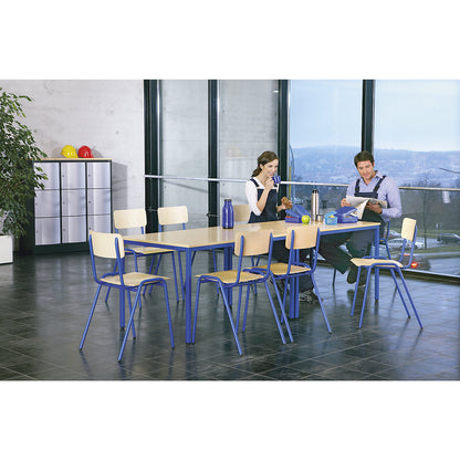 Multi-purpose table, HxWxD 720 x 1600 x 800 mm, top in beech finish, gentian blue frame.