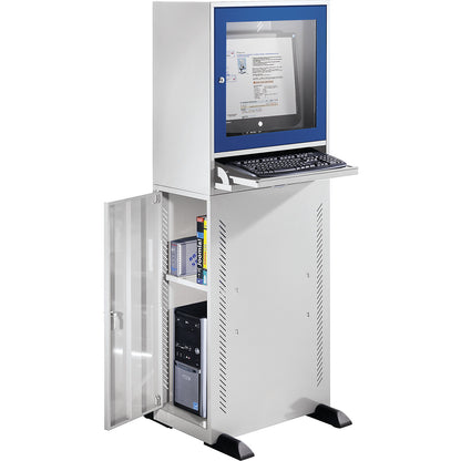 Computer cabinet, standard model, light grey/gentian blue.