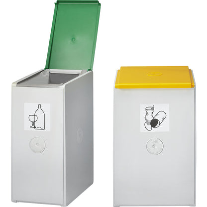 Recyclable waste collector made of plastic, single container with 40 l capacity, yellow.