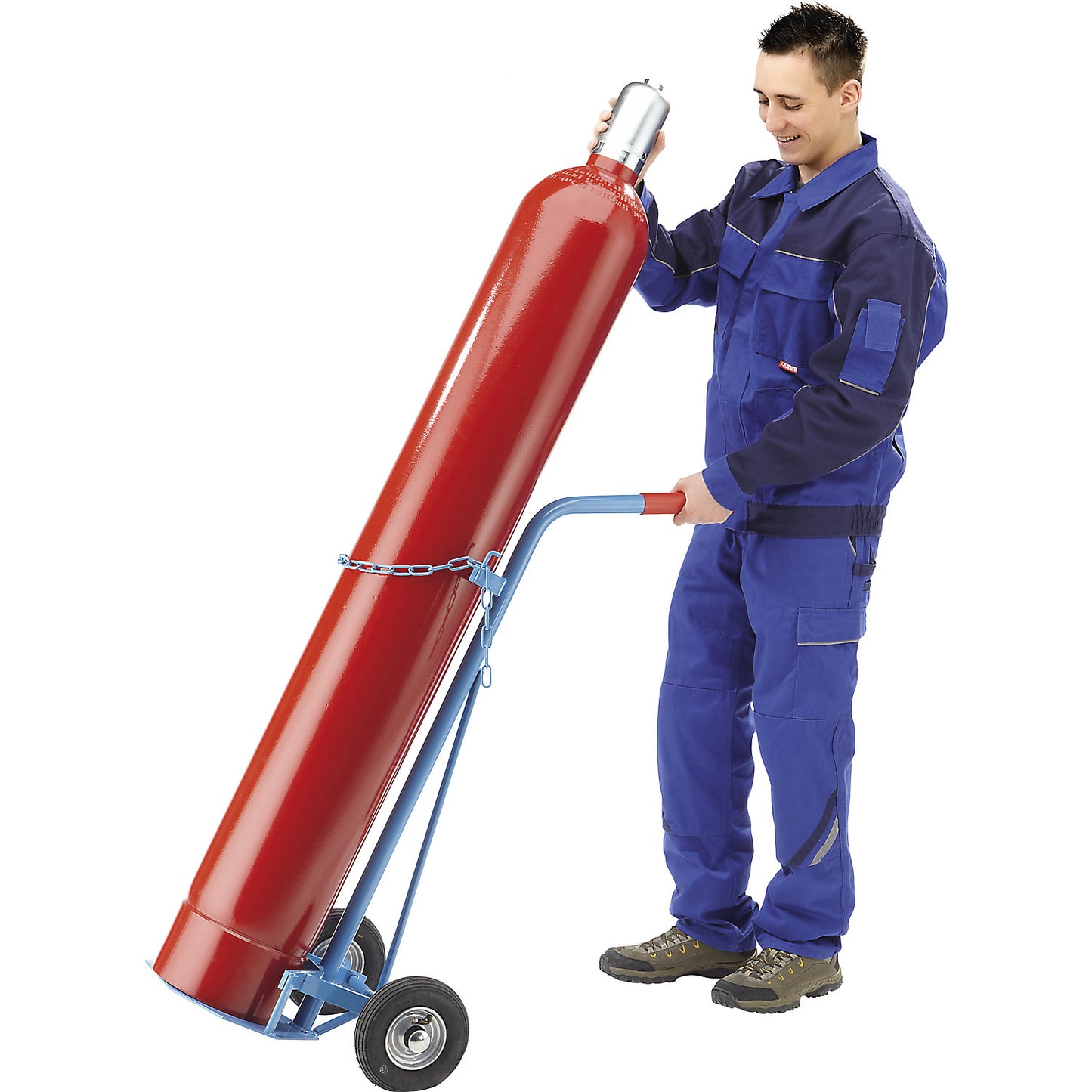 Steel and gas cylinder truck, for 1 steel cylinder, content 40 l, pneumatic tyres.