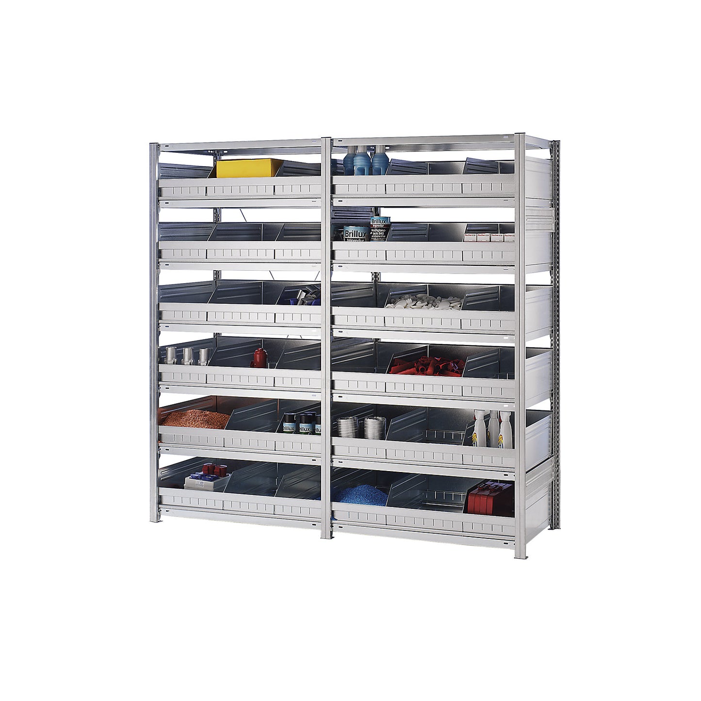Bulk material shelving unit, shelf height 2000 mm, extension shelf unit, WxD 1010 x 535 mm.