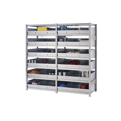Bulk material shelving unit, shelf height 2000 mm, standard shelf unit, WxD 1060 x 535 mm.