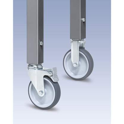 Wheel set, overall height 150 mm, can be fitted at a later stage.
