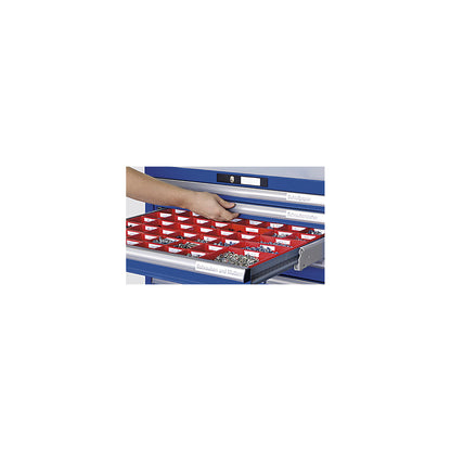 Drawer cupboard, sheet steel, HxW 1000 x 1431 mm, 8 drawers, max. load 75 kg, gentian blue.