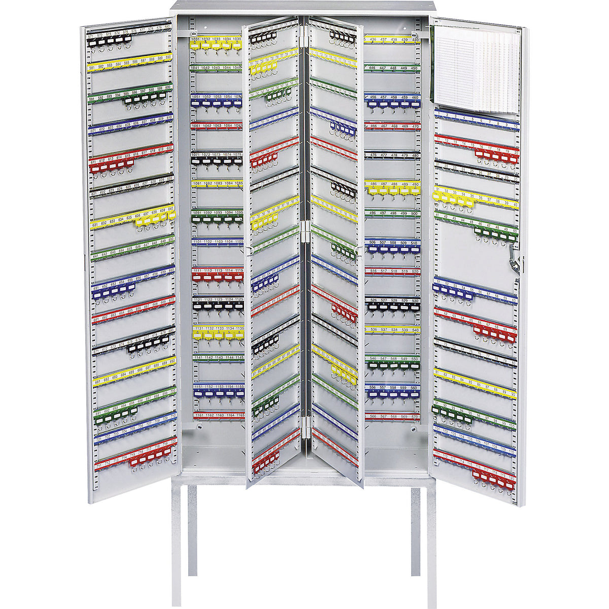 Key cabinet, 2-door, HxWxD 1300 x 730 x 250 mm, 1170 hooks.