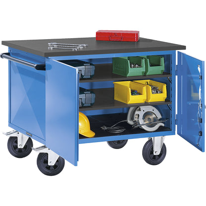 Assembly trolley, 2-door cupboard, max. load 500 kg.