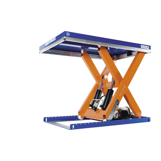 Compact lift table, max. load 1000 kg, platform LxW 1300 x 1000 mm, effective lift 820 mm.