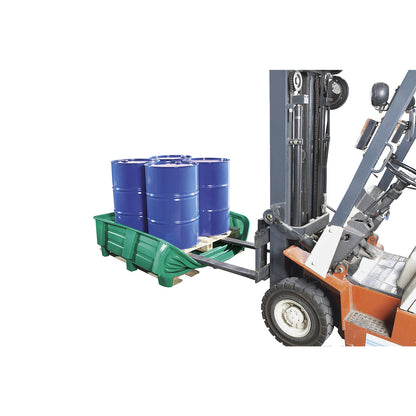 PE transport sump tray, sump capacity 225 l, LxWxH 1500 x 1150 x 400 mm, with wooden pallet 800 x 1200 mm.