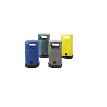 Plastic waste collector for outdoor use, capacity 80 l, WxHxD 530 x 950 x 530 mm, blue.