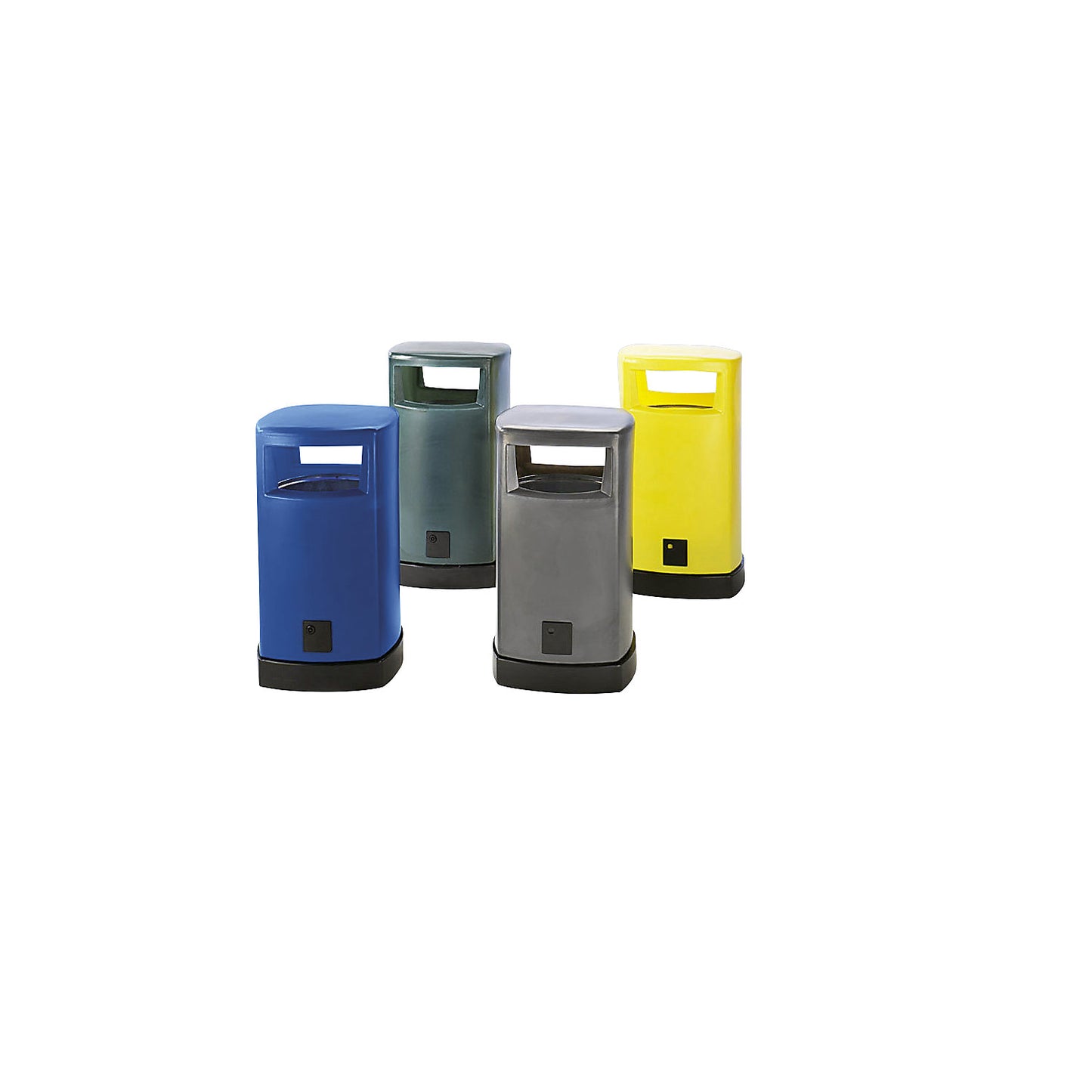 Plastic waste collector for outdoor use, capacity 80 l, WxHxD 530 x 950 x 530 mm, grey.
