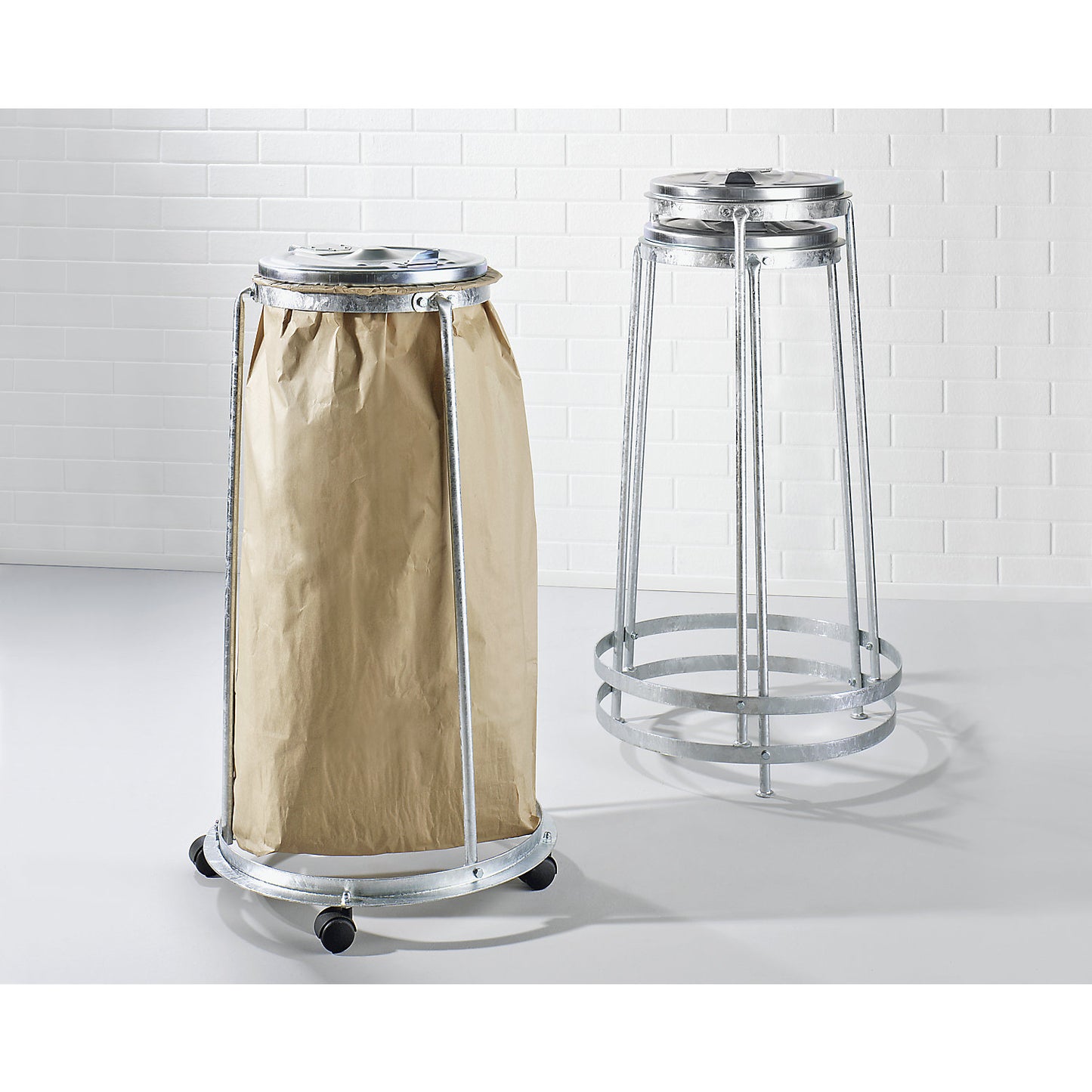 Waste sack stand, 3-leg frame, for capacity 120 l, stationary, height 980 mm.