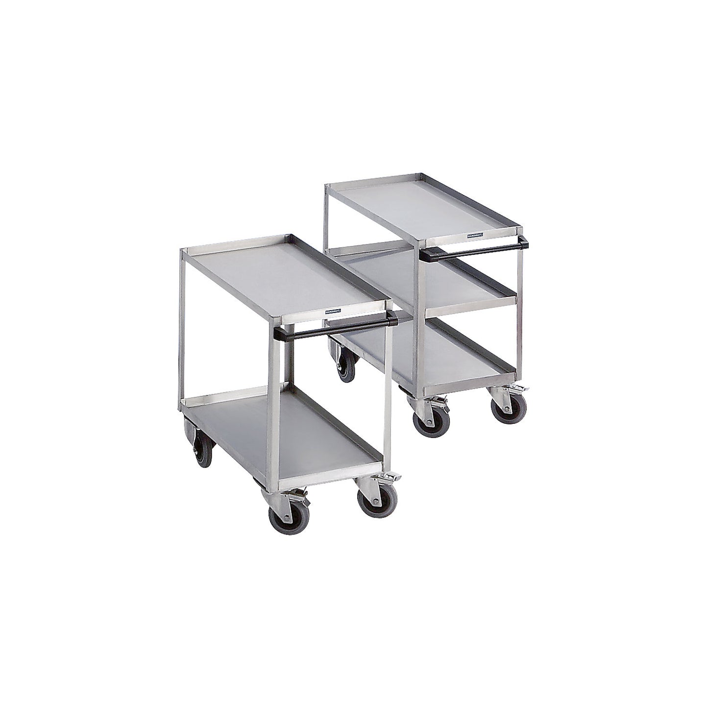 Stainless steel platform trolley, LxW 900 x 500 mm, overall height 915 mm, max. load 350 kg.