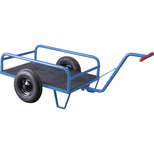 Two-wheel hand truck, with railing, platform 1050 x 700 mm.