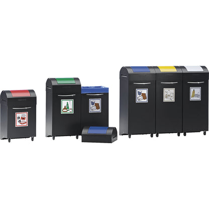 Recyclable waste collector, flame extinguishing, WxD 380 x 320 mm, capacity 45 l, flame red flap.