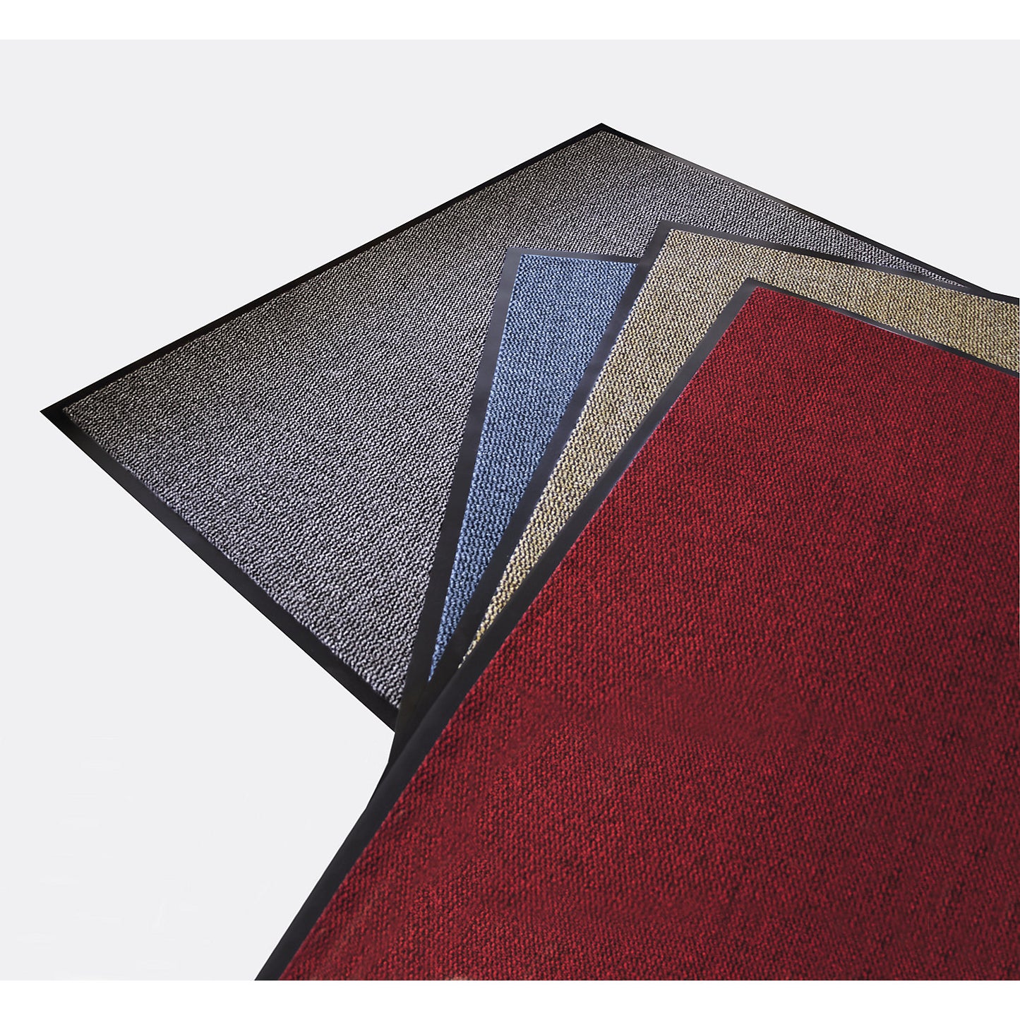 Entrance matting for indoor use, polypropylene pile, width 900 mm, sold by the metre, black / blue.