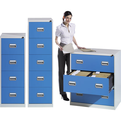 Suspension file cabinet, 1-track, 4 drawers, light grey.