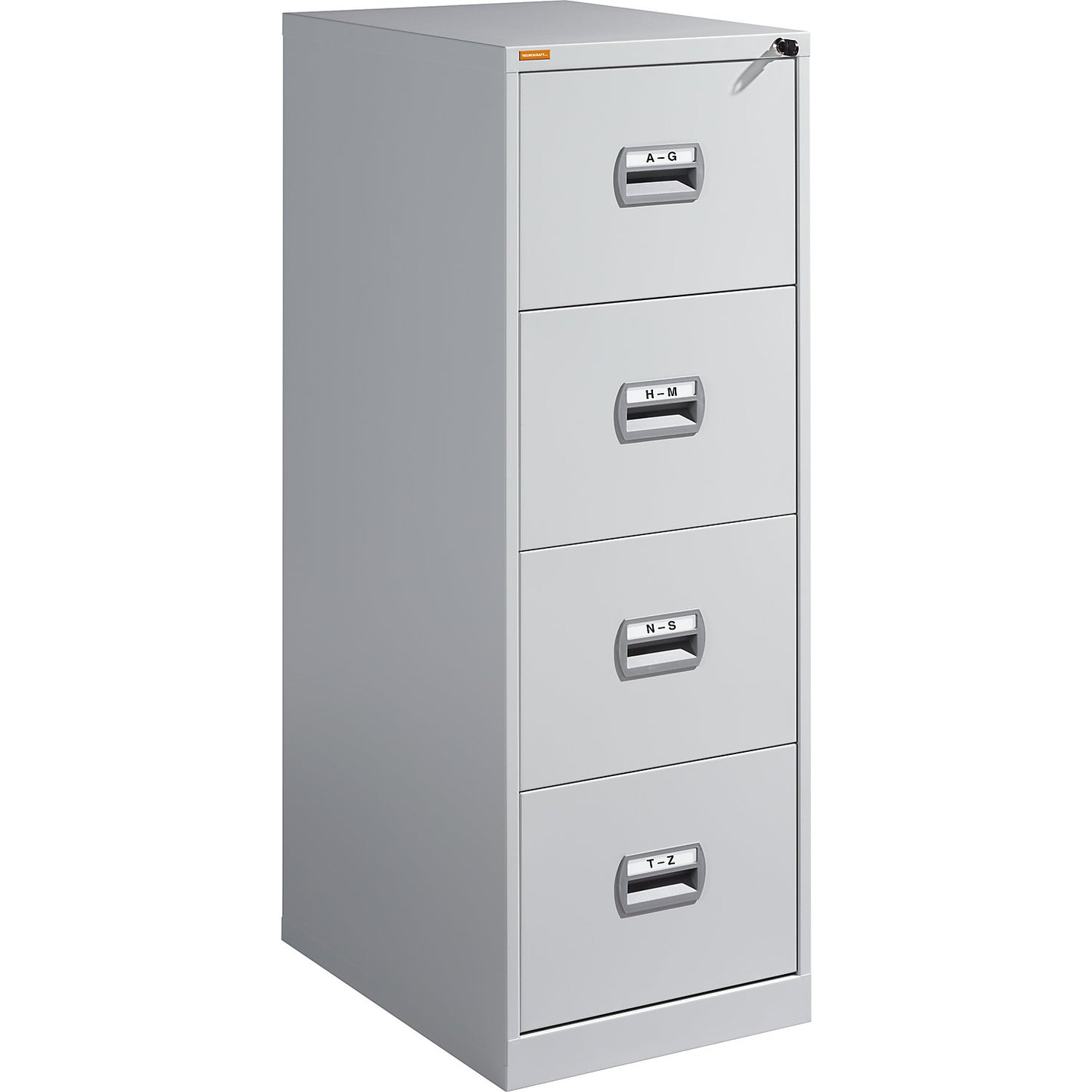 Suspension file cabinet, 1-track, 4 drawers, light grey.