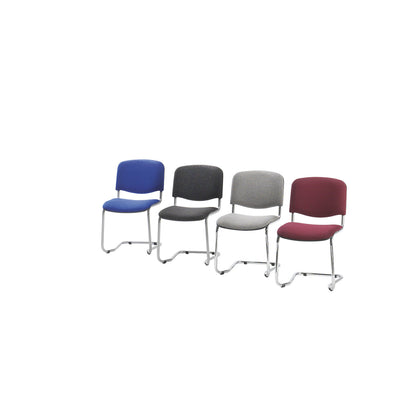 Cantilever chair, stackable, upholstered back rest, aluminium coloured frame, black, pack of 2.