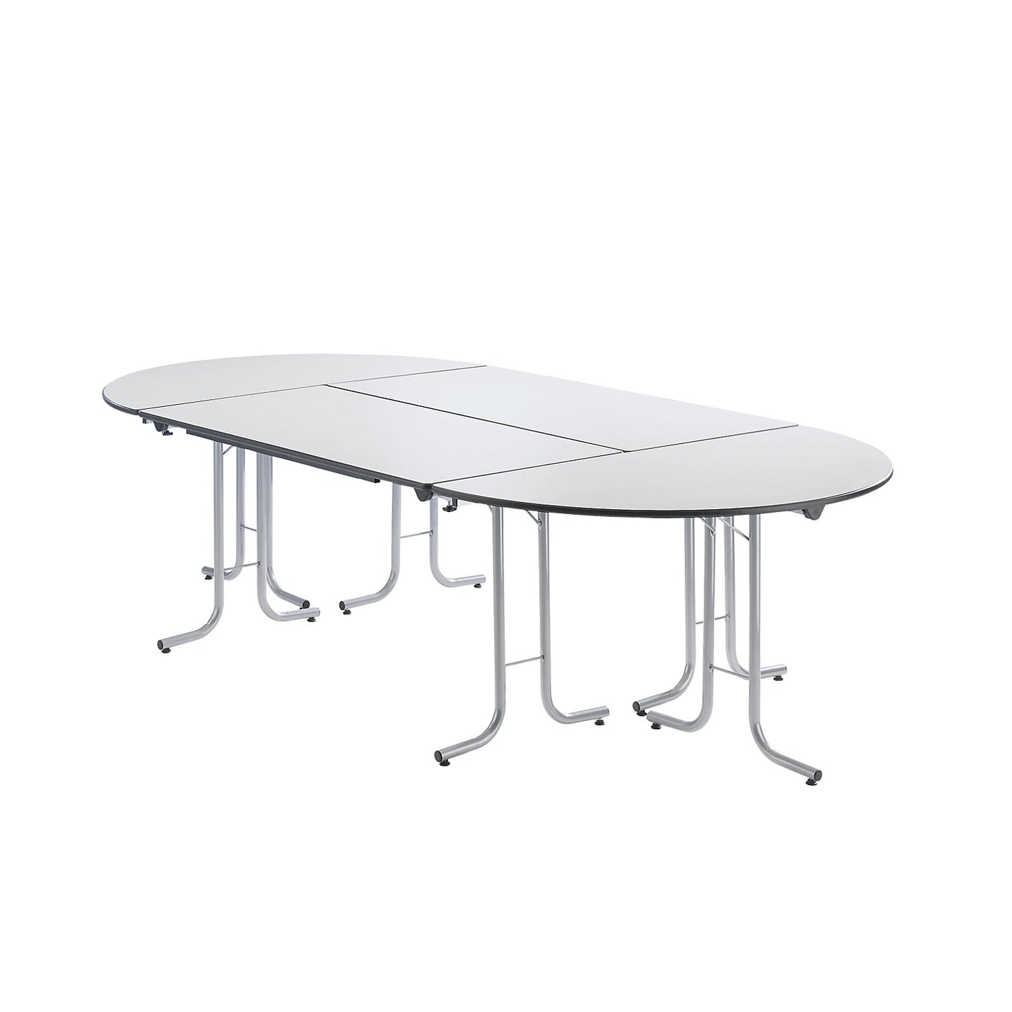 Extension table for folding table, quarter circle top, 700 x 700 mm, aluminium coloured frame, beech finish tabletop.