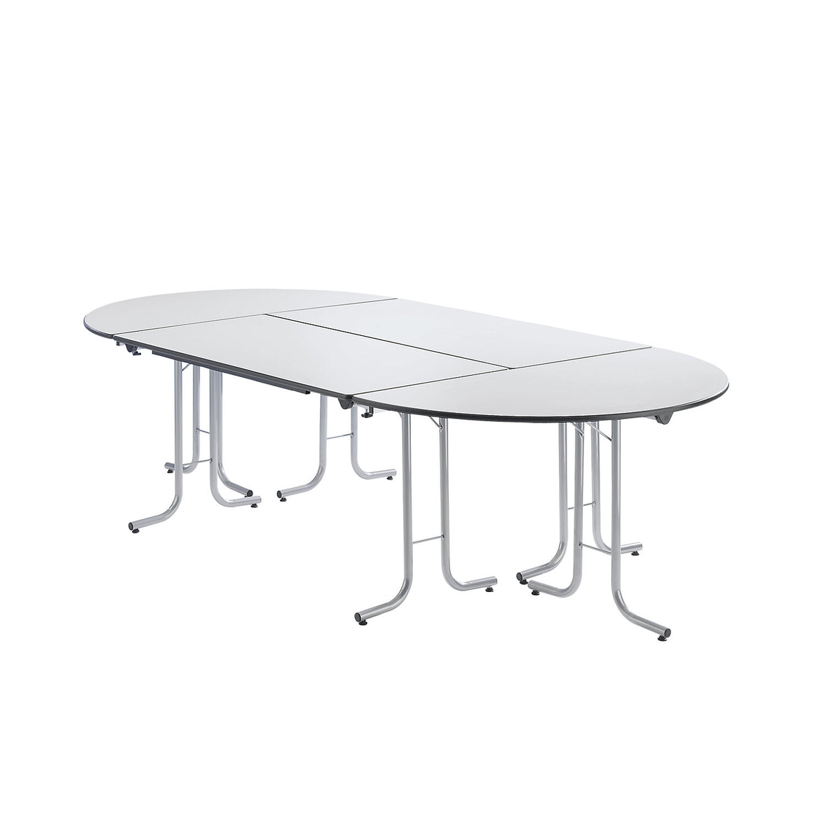 Extension table for folding table, semicircular top, 1400 x 700 mm, black frame, beech finish tabletop.