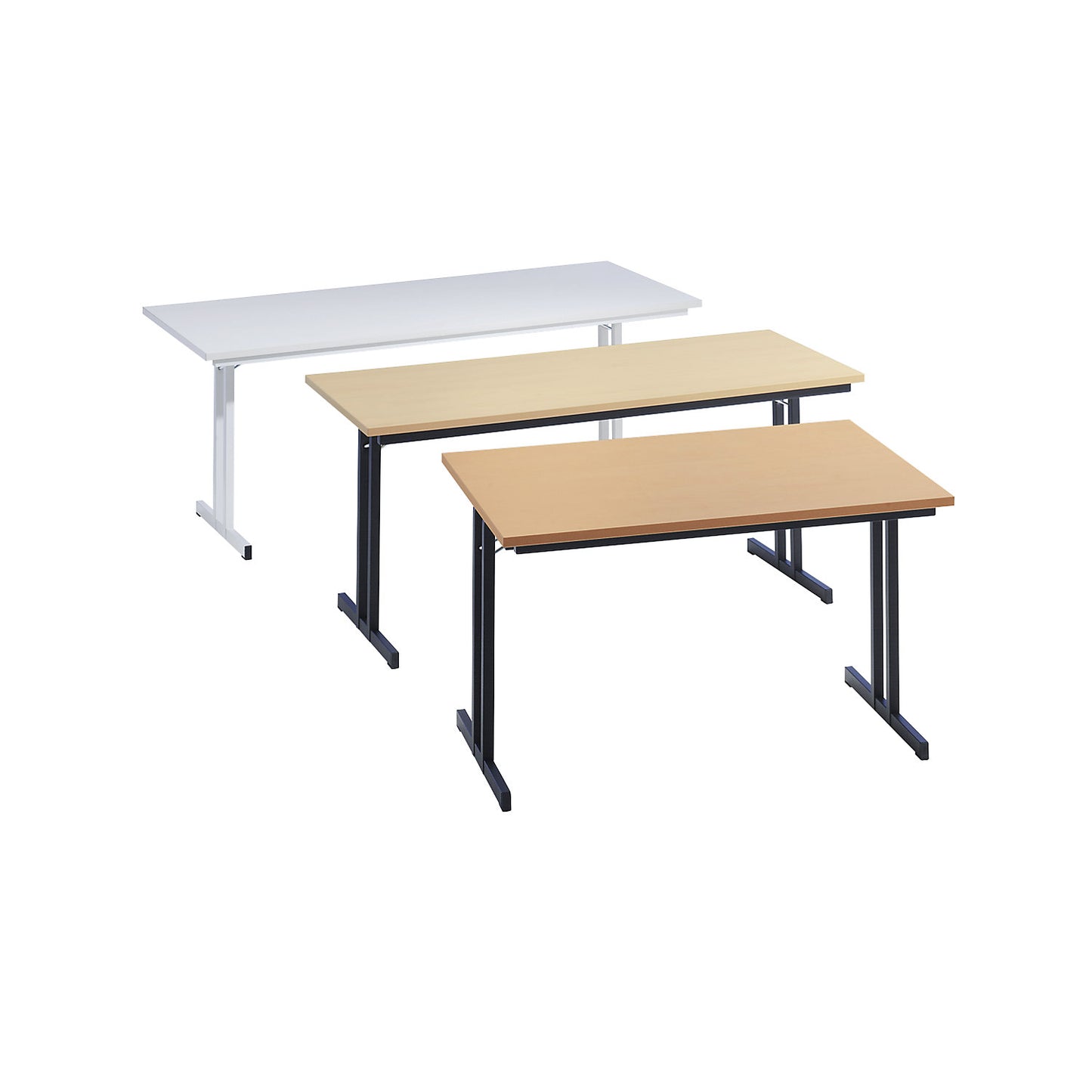 Folding table, with extra thick tabletop, height 720 mm, 1200 x 800 mm, black frame, beech finish tabletop.