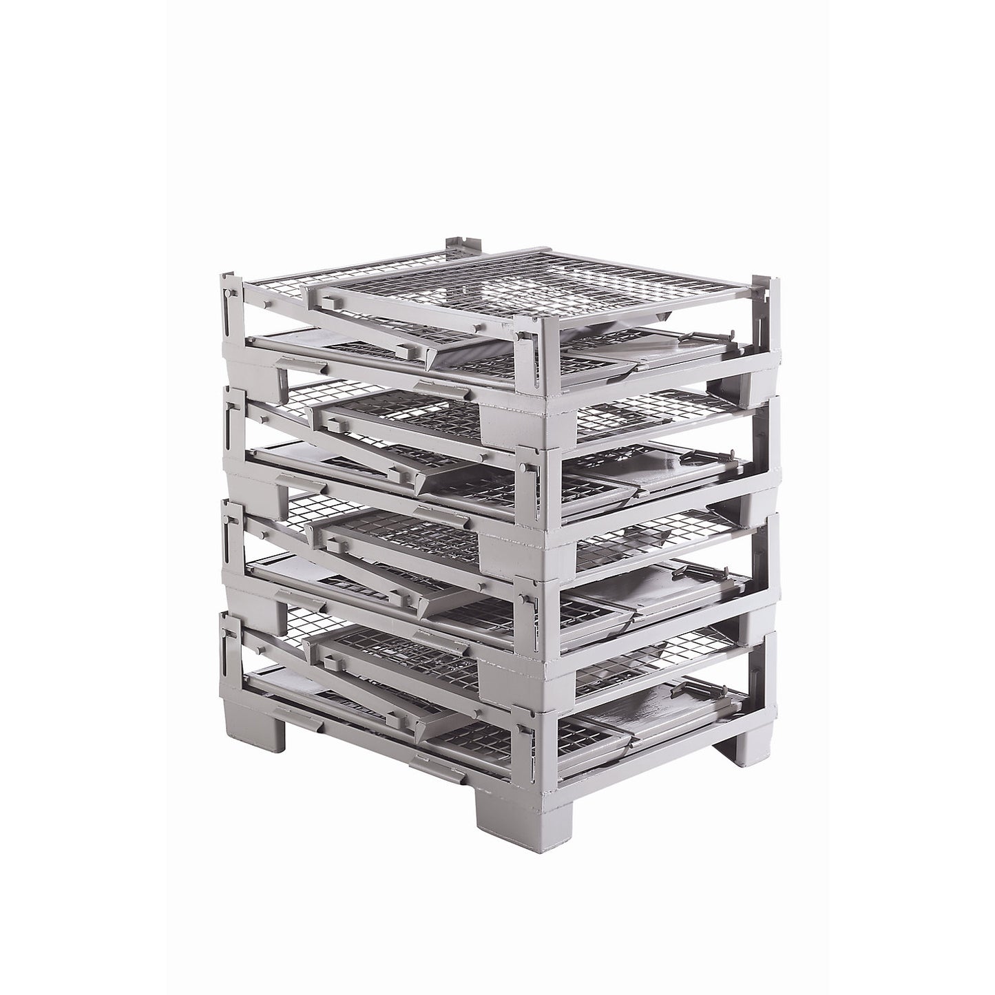 Collapsible stacking box, LxWxH 1200 x 800 x 970 mm, side panels made of sheet steel, 1+ items.
