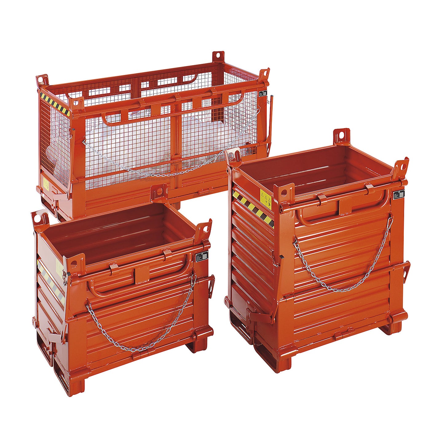 Hinged bottom skip, 2 base flaps, mesh panels, capacity 2.0 m³.
