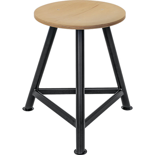 Workshop stool, beech plywood seat, 3-legged, seat height 500 mm.