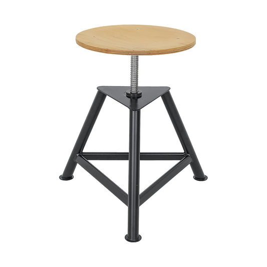 Workshop stool, beech plywood seat, 3-legged, spindle height adjustment, adjustment range 400 - 600 mm.