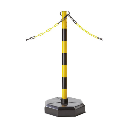 Chain stand, post made of tubular plastic, with concrete filling (9 kg), red / white.