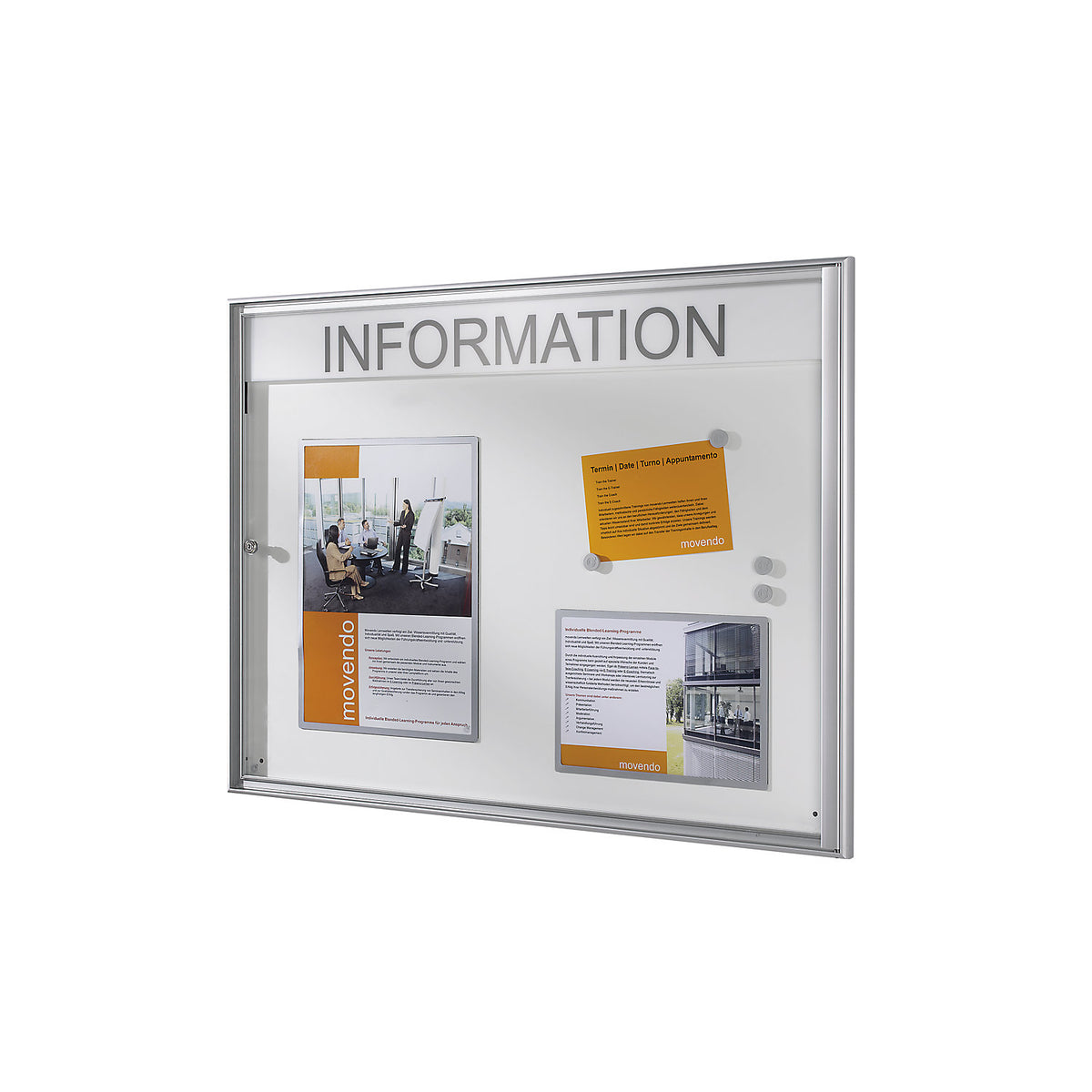 Display case for indoor use, external depth 27 mm, for A1, rear panel grey.
