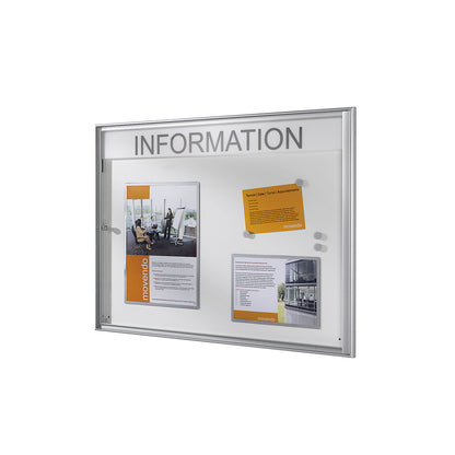 Display case for indoor use, external depth 27 mm, for A1, rear panel grey.