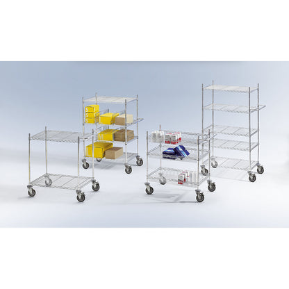 Wire mesh table trolley, chrome plated, with 3 baskets, LxWxH 910 x 610 x 1025 mm.