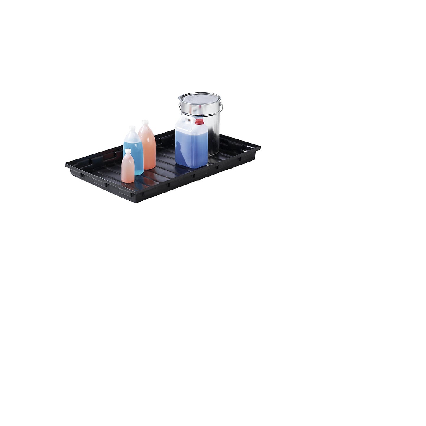 PE small container shelf sump tray, 30 l sump capacity, without grate.