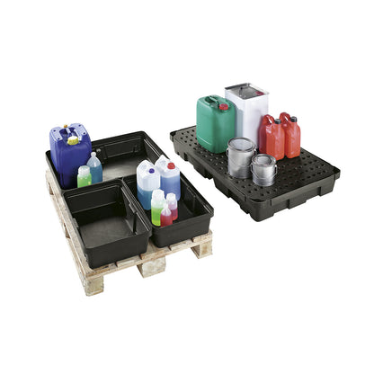 Small container pallet tray, made of polyethylene (LDPE), capacity 100 l, with PE grate.