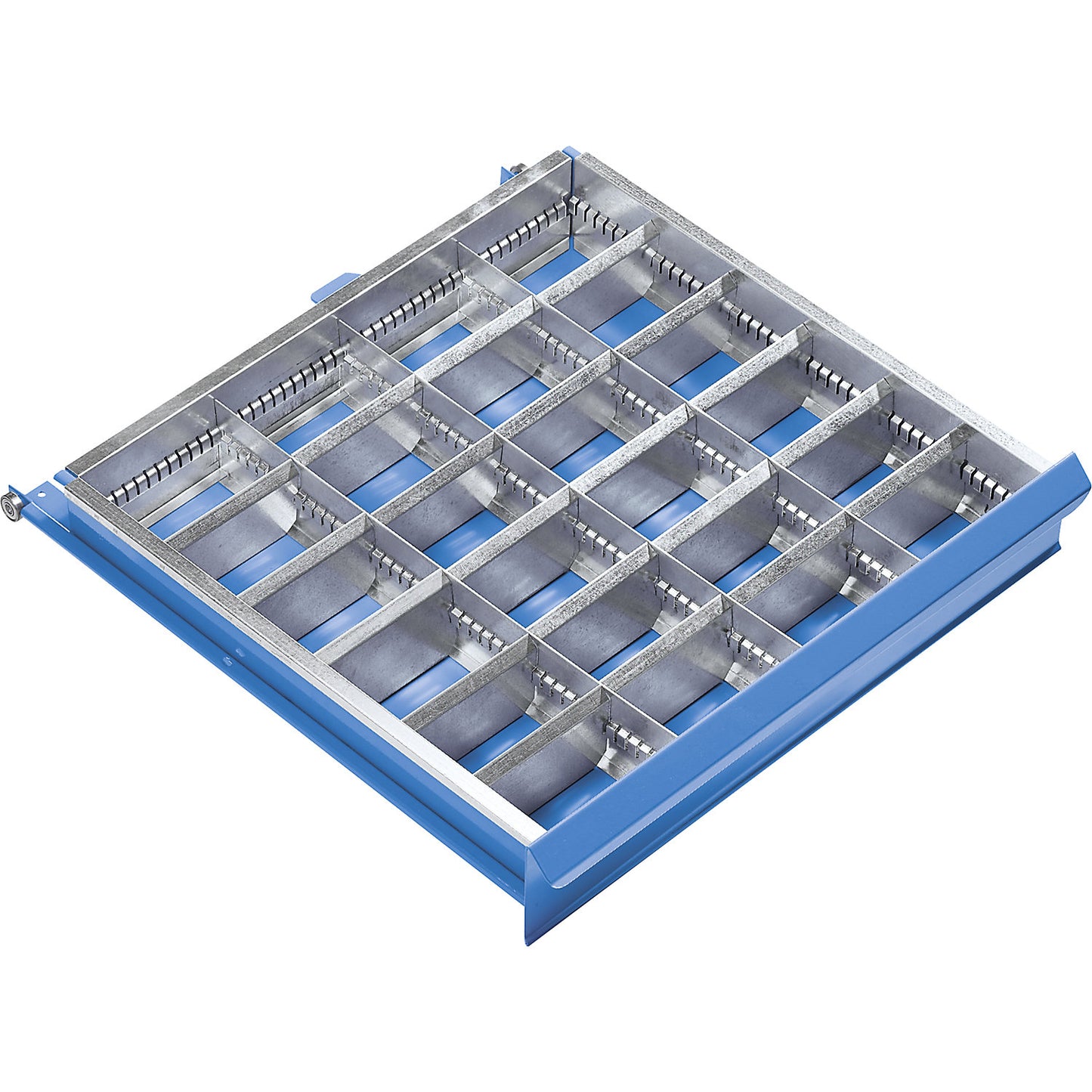 Drawer divider set, 24 compartments for 100 mm drawer height, 3 longitudinal and 20 cross dividers.