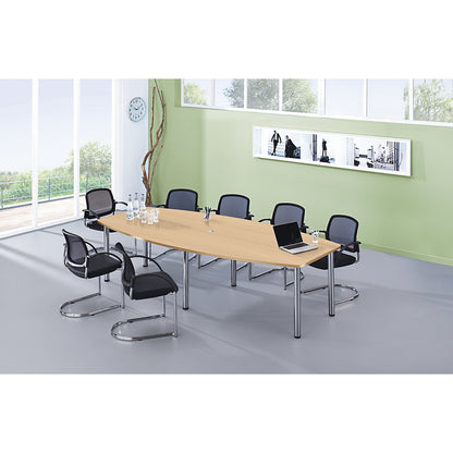 Conference table, frame with round tubular legs, for 10 people, beech finish.