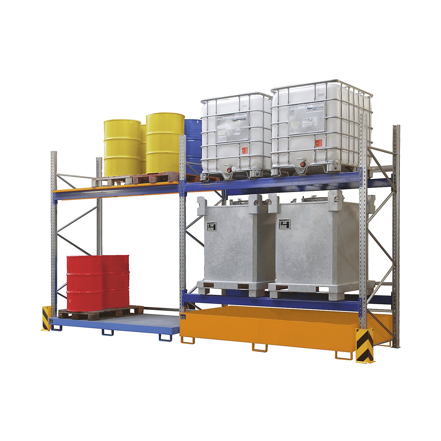 Base sump tray, 1000 l sump capacity, LxWxH 2650 x 1300 x 435 mm, with grate, painted blue.