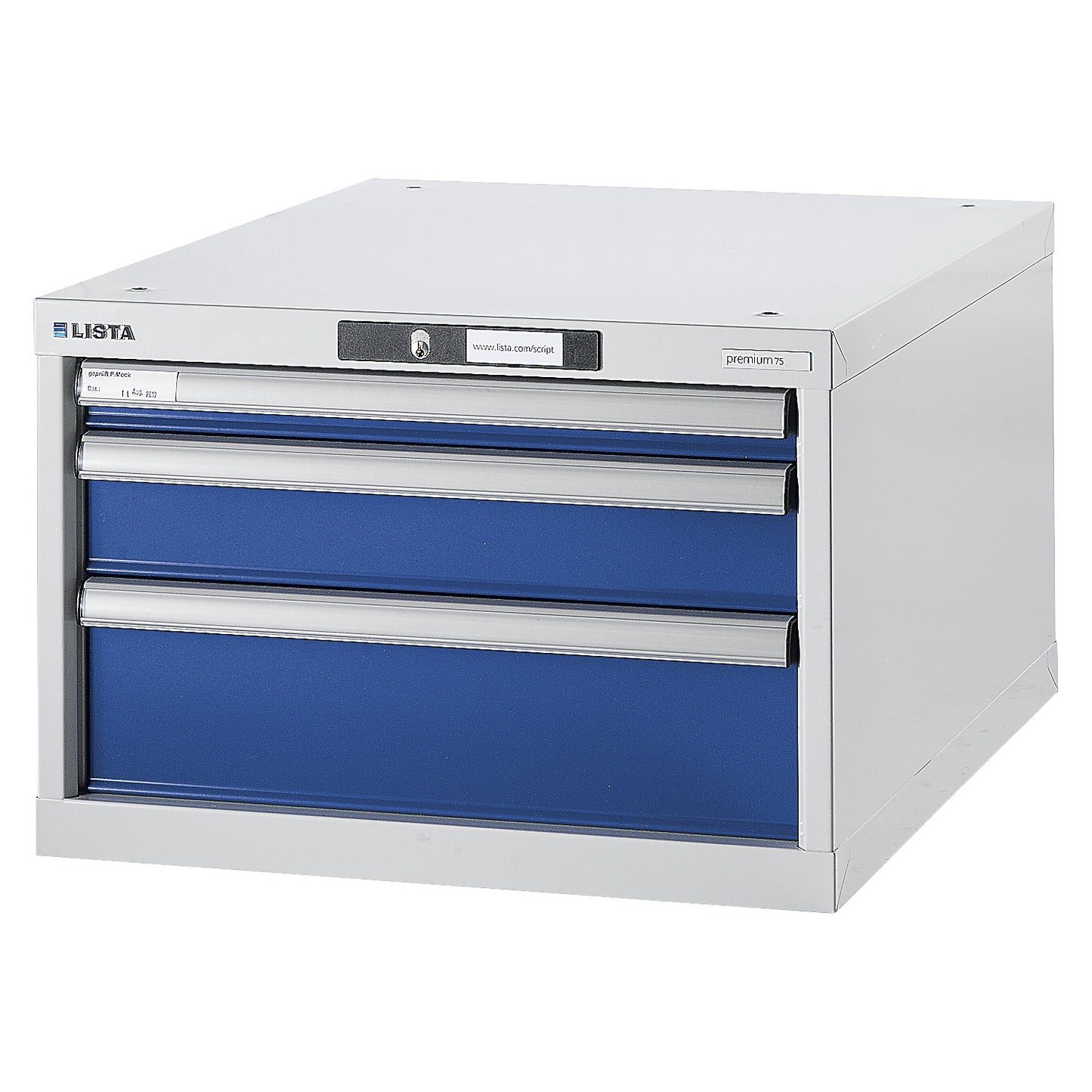 Modular workbench system, drawer unit, height 383 mm, 3 drawers, metallic grey.