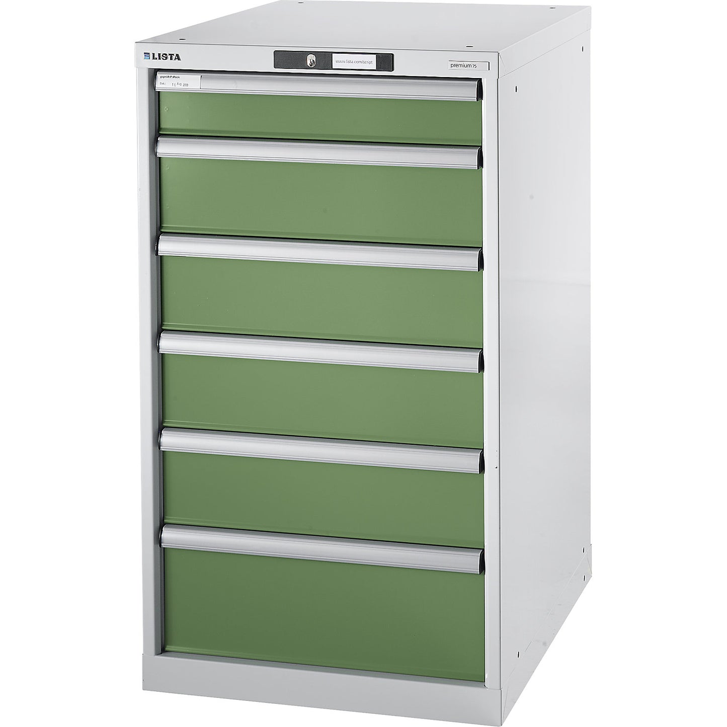 Modular workbench system, drawer unit, height 1000 mm, 6 drawers, gentian blue.