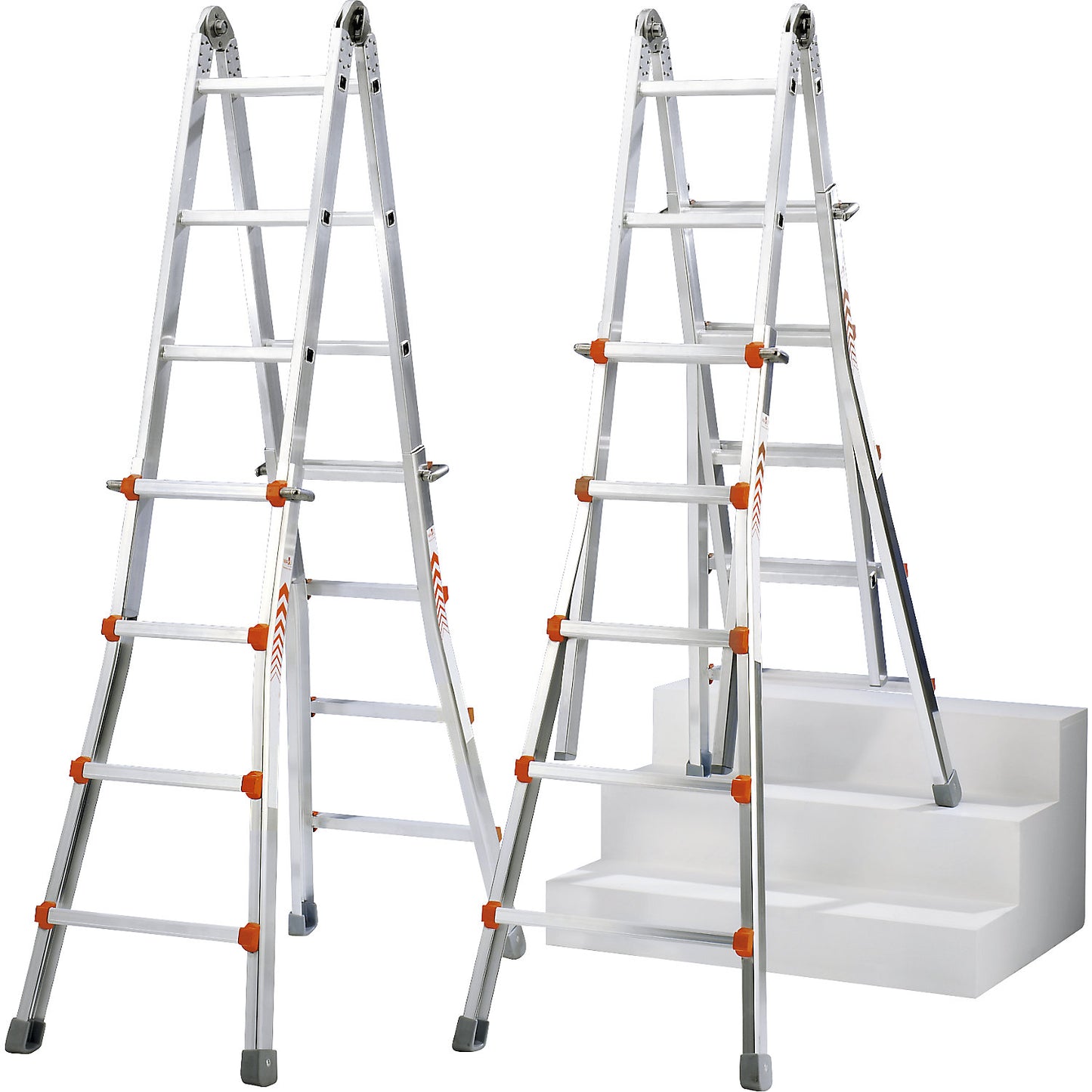Telescopic folding ladder, stepladder, lean-to ladder and stair ladder in one, 4 x 5 rungs.