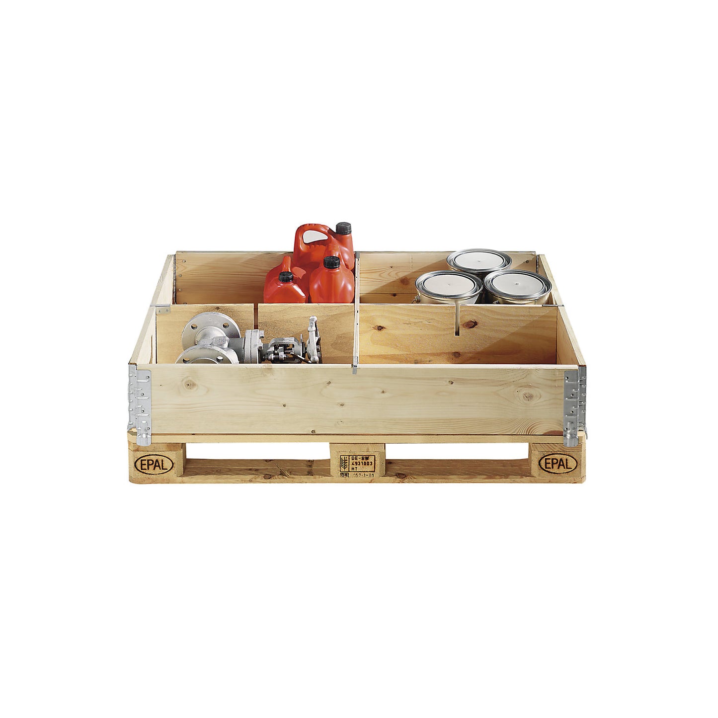 Divider for wooden pallet collars, for frame H 200 mm, L x W 1200 x 800 mm, 8 compartments.