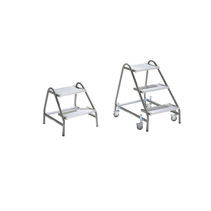 Work platform, tubular steel, steps made of ribbed aluminium profiles, 2 steps.
