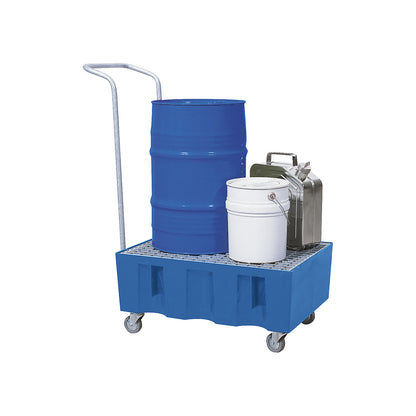 PE sump tray for 60 litre drums, sump capacity 60 l, mobile, with zinc plated grate.