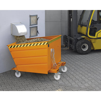 Tilting skip, low front edge, capacity 0.8 m³, hot dip galvanised.