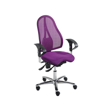 SITNESS 15 operator swivel chair, with Body Balance Tec®, back rest with mesh covering, purple.
