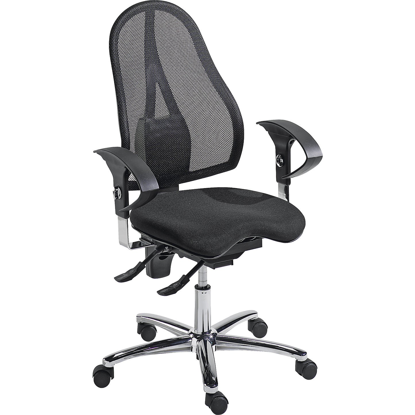 SITNESS 15 operator swivel chair, with Body Balance Tec®, back rest with mesh covering, black.