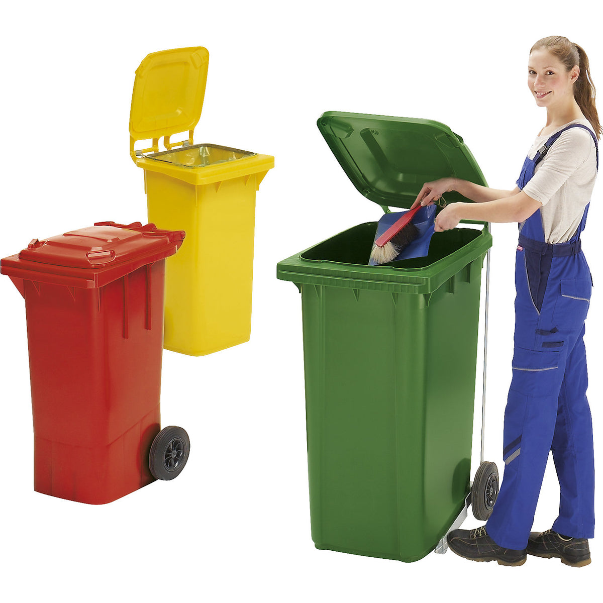Plastic waste bin DIN EN 840, capacity 240 l, WxHxD 580 x 1100 x 740 mm, charcoal.